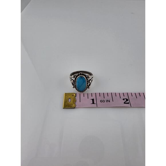 Native American Sterling Silver 925 Turquoise Ring Size 7.5 - Picture 6 of 8